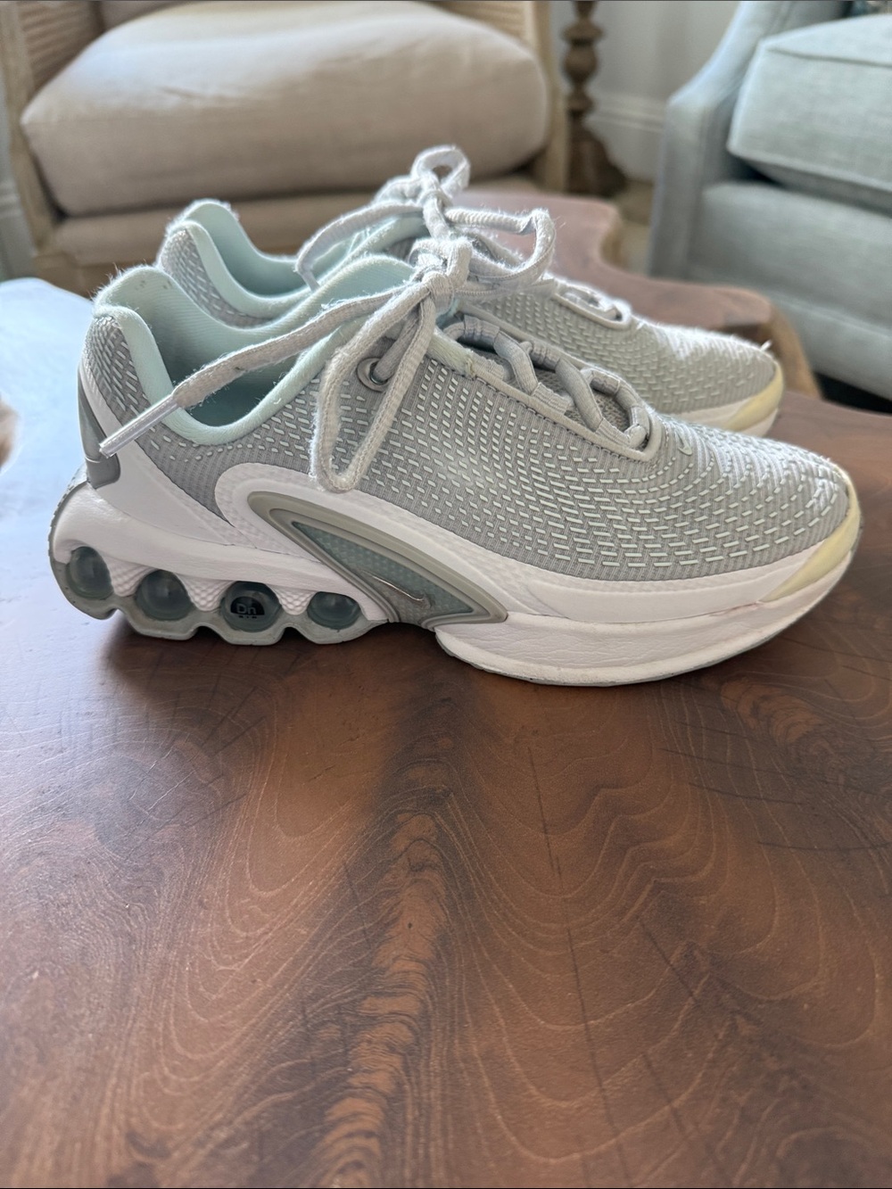 Nike Air Max Kids Light Gray and White Breathable Lace-Up Sneakers